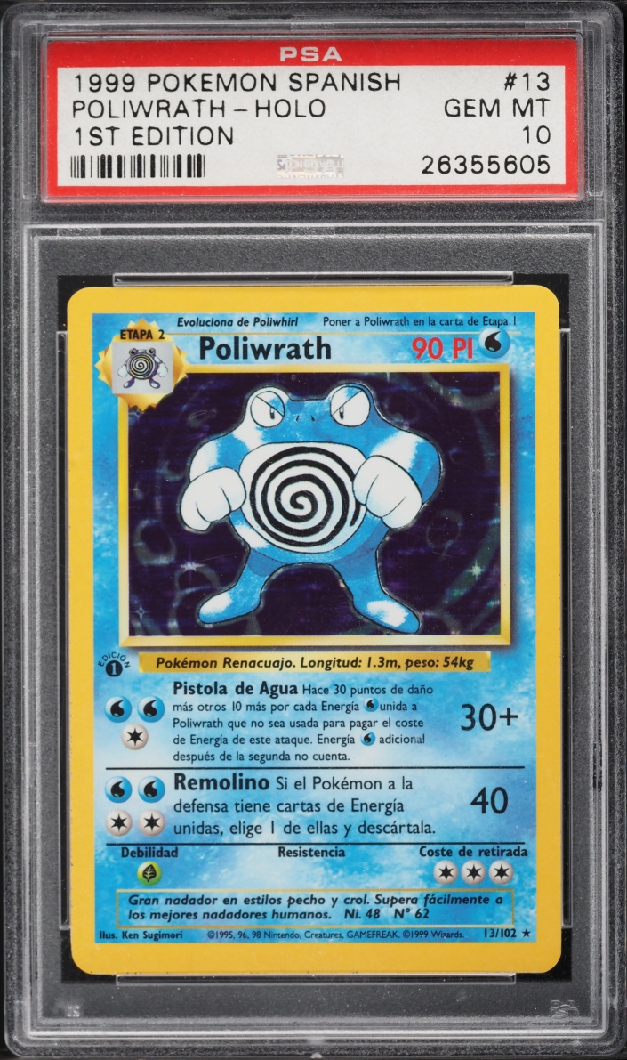 1999 Pokemon Spanish Base Set 1st Edition Holo Poliwrath #13 PSA 10 GEM MINT