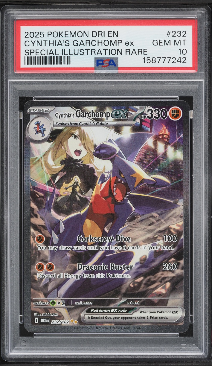 2025 Pokemon Scarlet & Violet Destined Rivals SIR Cynthia's Garchomp ex #232 PSA 10 GEM MINT