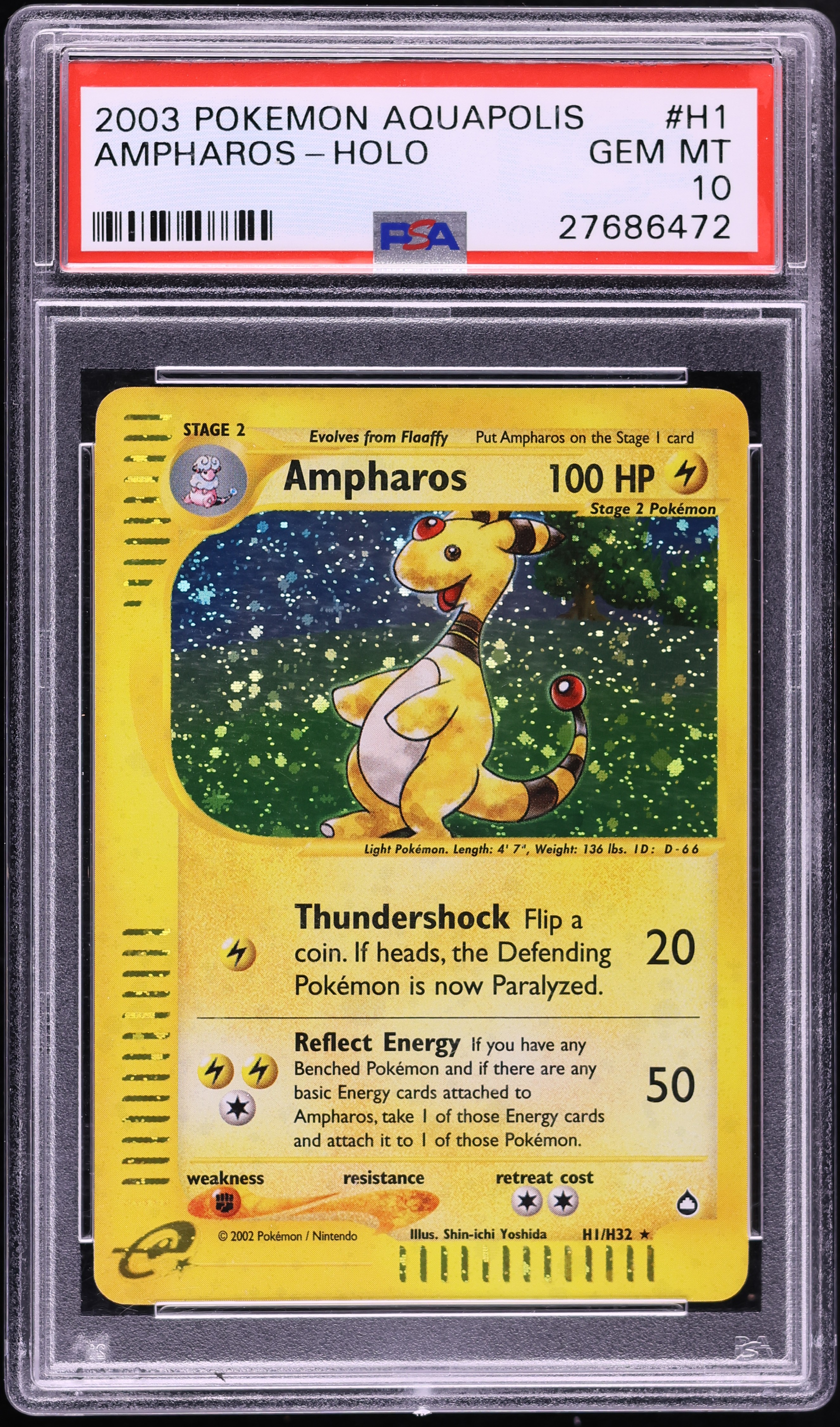 2003 Pokemon Aquapolis Holo Ampharos #H1 PSA 10 GEM MINT