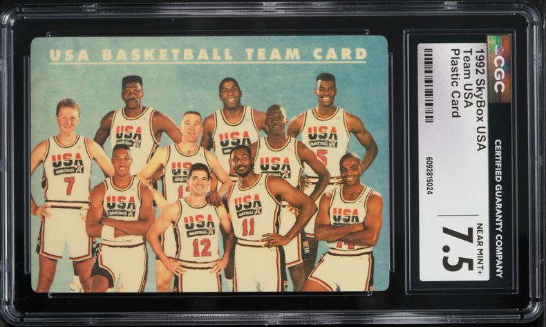 1992 Skybox USA Basketball Plastic Card w/ Michael Jordan PSA 8 NM