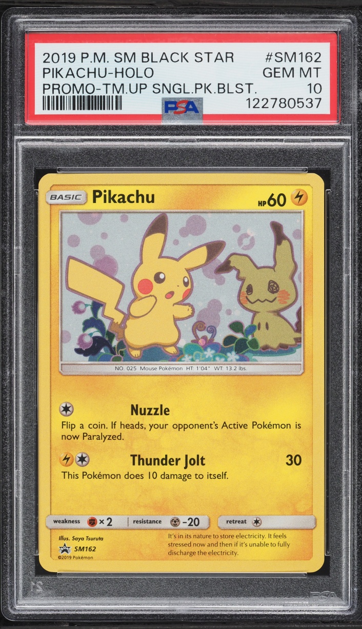 2019 Pokemon Sun & Moon Black Star Promo Team Up Holo Pikachu #SM162 PSA 10 GEM MINT