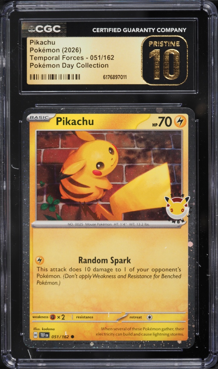 2026 Pokemon Scarlet & Violet Temporal Forces Day Collection Pikachu #51 CGC 10 PRISTINE