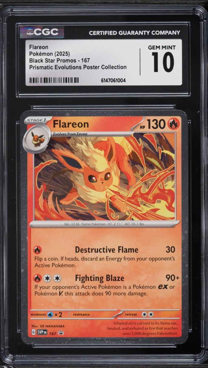 2025 Pokemon Scarlet & Violet Promo Prismatic Evolutions Poster Flareon #167 CGC 10 GEM MINT