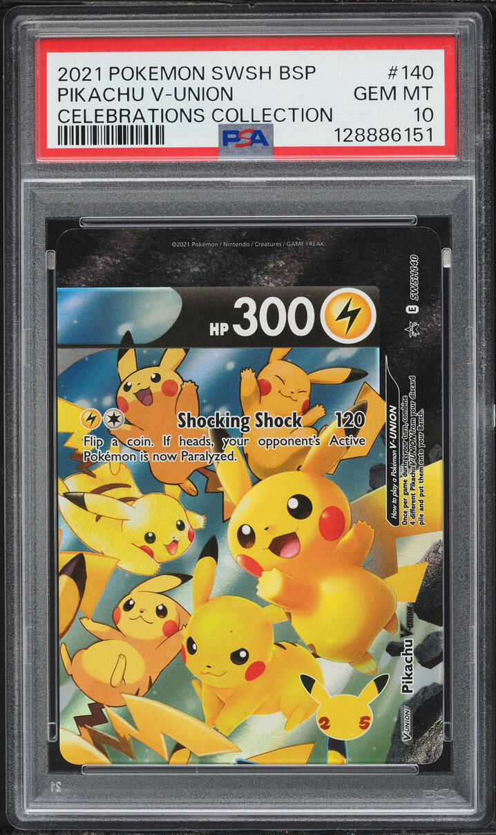 2021 Pokemon Sword & Shield Promo Celebrations Pikachu V-UNION #SWSH140 PSA 10 GEM MINT