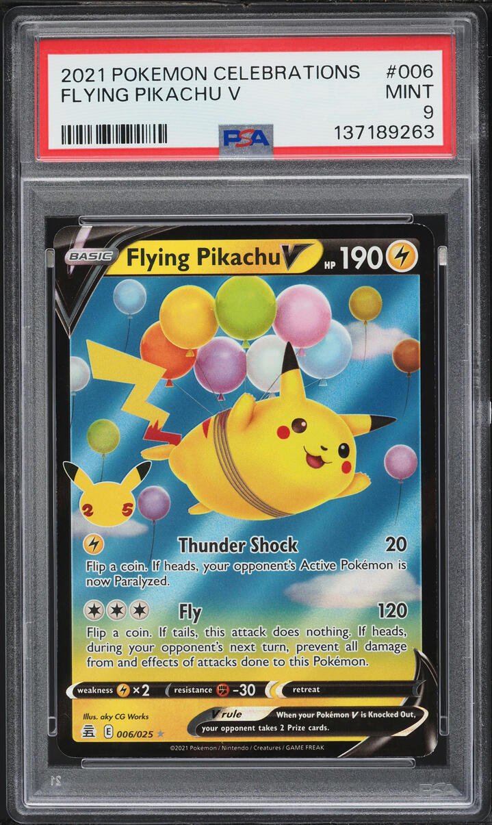 2021 Pokemon Sword & Shield Celebrations Holo Flying Pikachu V #6 PSA 9 MINT