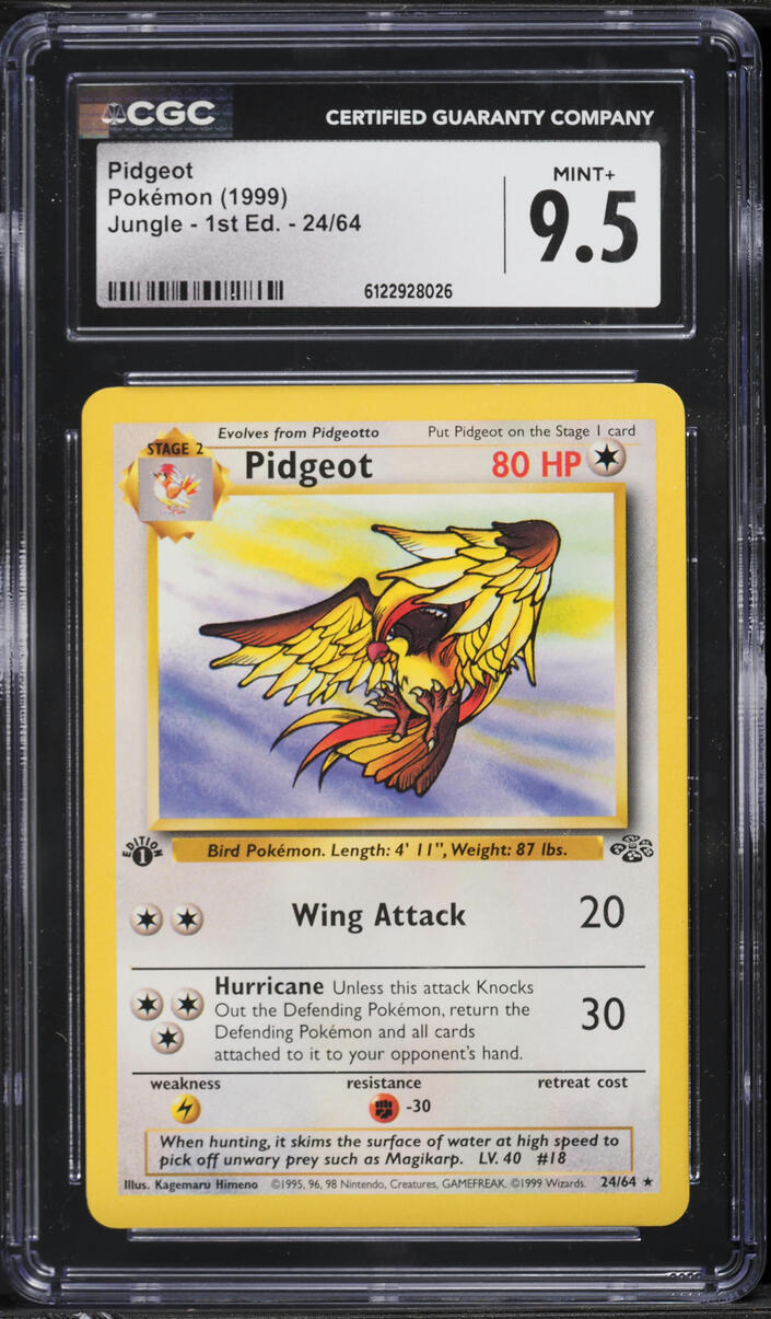 1999 Pokemon Jungle 1st Edition Pidgeot #24 CGC 9.5 MINT+