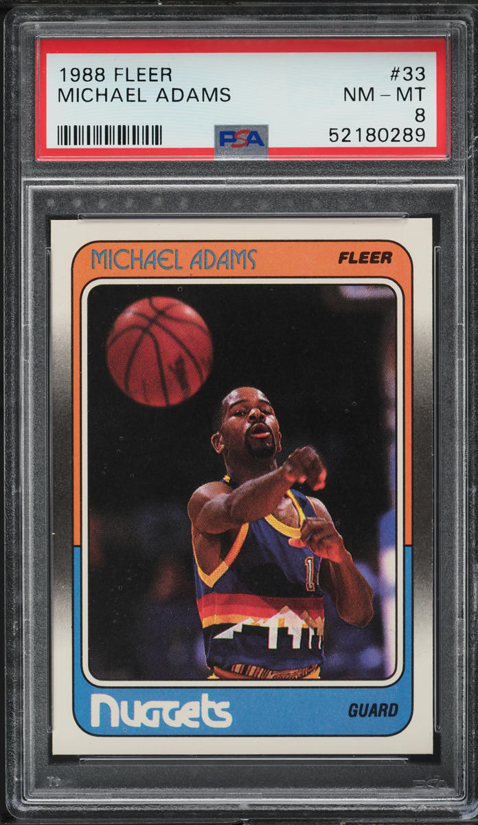 1988 Fleer Basketball Michael Adams #33 PSA 8 NM-MT