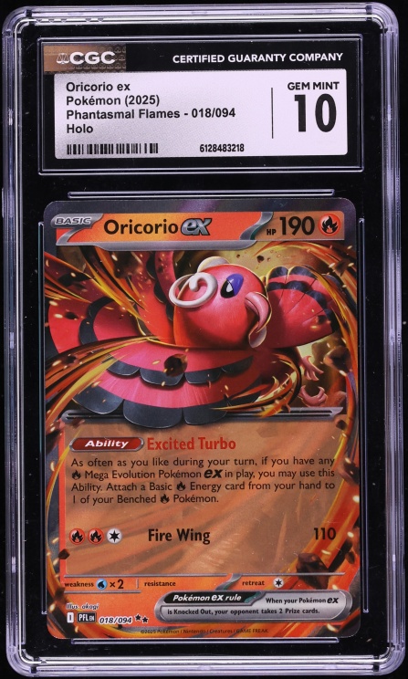 2025 Pokemon Mega Evolution Phantasmal Flames Holo Oricorio ex #18 CGC 10 GEM MINT