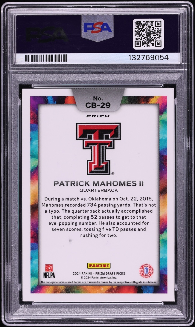 2024 Panini Prizm Draft Picks Black Colorblast Patrick Mahomes II #CB-29 PSA 10 GEM MINT