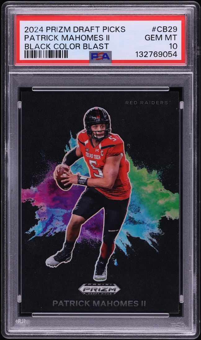 2024 Panini Prizm Draft Picks Black Colorblast Patrick Mahomes II #CB-29 PSA 10 GEM MINT