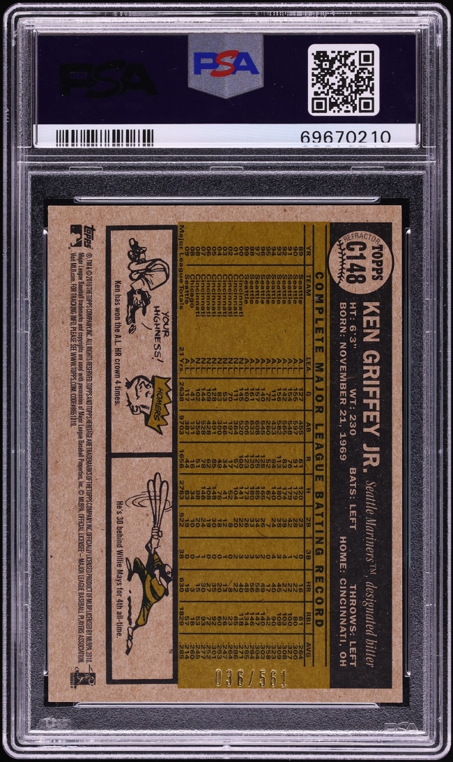 2010 Topps Heritage Chrome Refractor Ken Griffey Jr. /561 #C148 PSA 10 GEM MINT