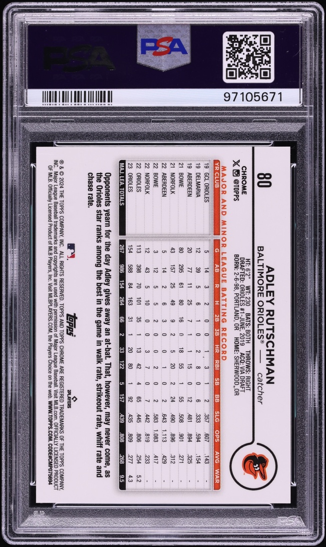 2024 Topps Chrome Red Refractor Adley Rutschman /5 #80 PSA 10 GEM MINT