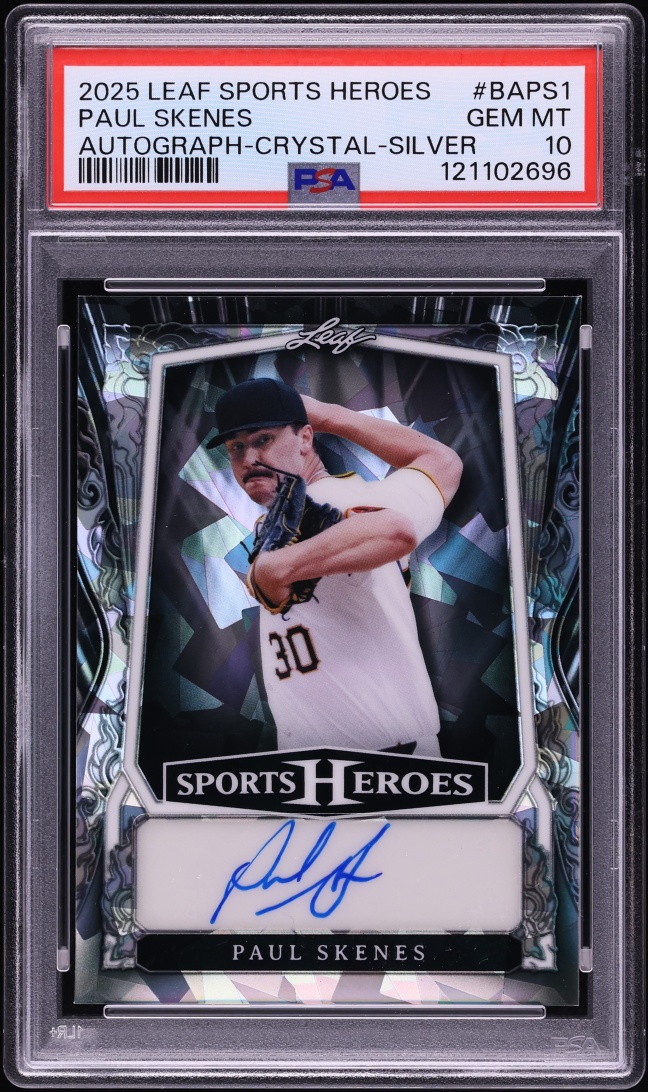 2025 Leaf Metal Sports Heroes Crystal Silver Paul Skenes AUTO 1/20 #BA-PS1 PSA 10 GEM MINT