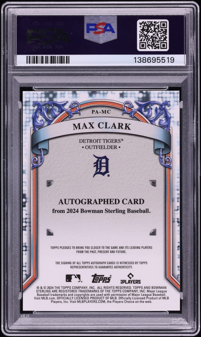 2024 Bowman Sterling Orange Refractor Max Clark PROSPECT AUTO DNA 10 /75 #PA-MC PSA 10 GEM MINT