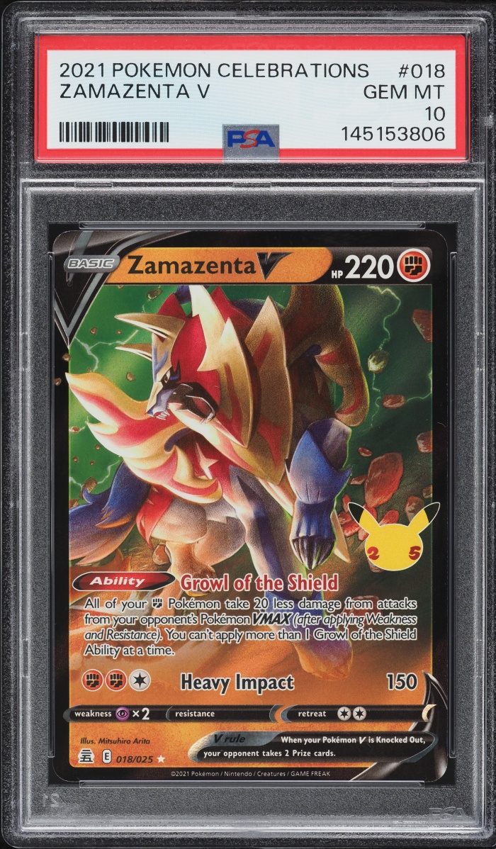 2021 Pokemon Sword & Shield Celebrations Full Art Zamazenta V #18 PSA 10 GEM MINT