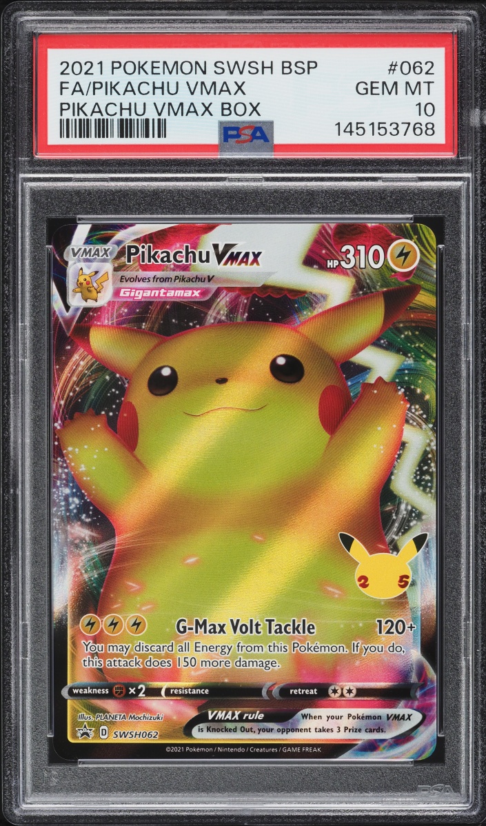 2021 Pokemon SWSH Promo Celebrations Premium Figure Full Art Pikachu VMAX #SWSH062 PSA 10 GEM