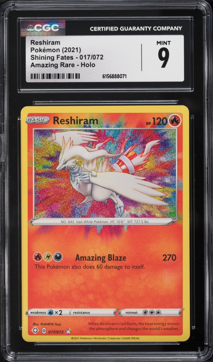 2021 Pokemon Sword & Shield Shining Fates Amazing Rare Reshiram #17 CGC 9 MINT