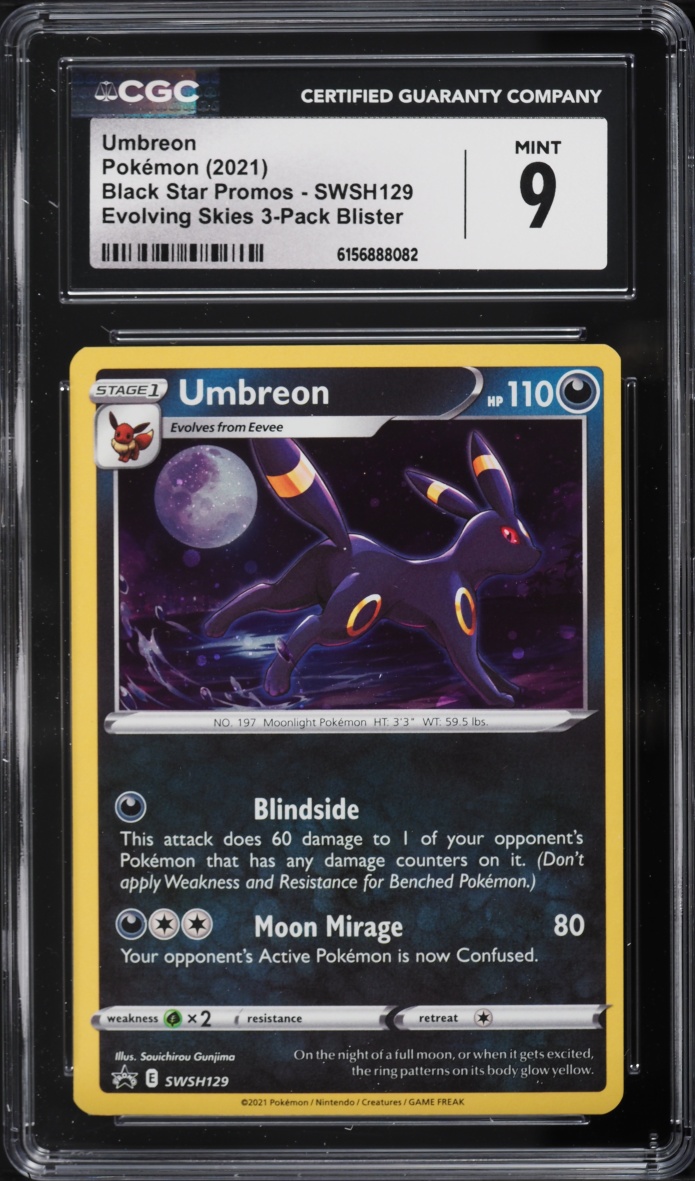 2021 Pokemon Sword & Shield Black Star Promo Evolving Skies Umbreon #SWSH129 CGC 9 MINT