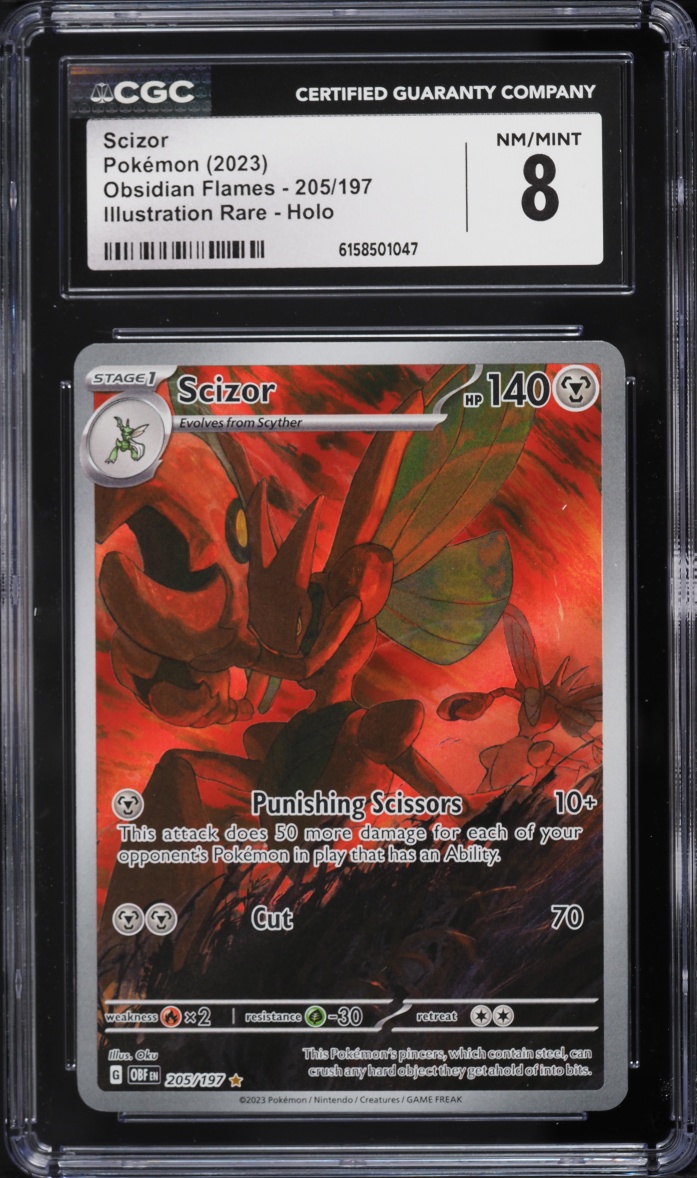 2023 Pokemon Scarlet & Violet Obsidian Flames IR Scizor #205 CGC 8 NM-MT