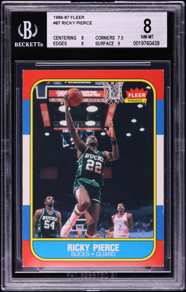 1986 Fleer Basketball Ricky Pierce ROOKIE #87 BGS 8 NM-MT
