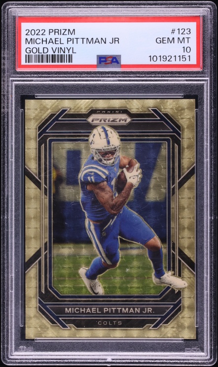 2022 Panini Prizm Gold Vinyl Michael Pittman Jr. /5 #123 PSA 10 GEM MINT
