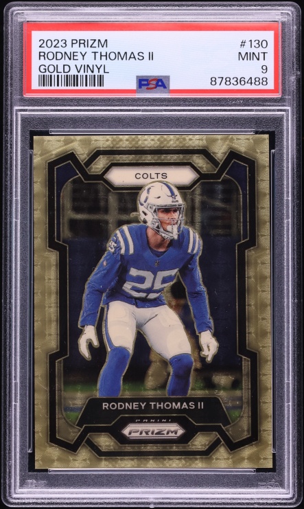 2023 Panini Prizm Gold Vinyl Rodney Thomas II 5/5 #130 PSA 9 MINT