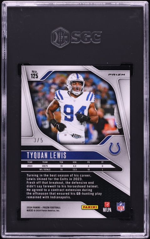 2024 Panini Prizm Gold Vinyl Prizm Tyquan Lewis /5 #125 SGC 9.5 MINT+ - Photo 2