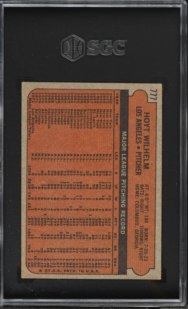 1972 Topps Hoyt Wilhelm #777 SGC 5.5 EX+