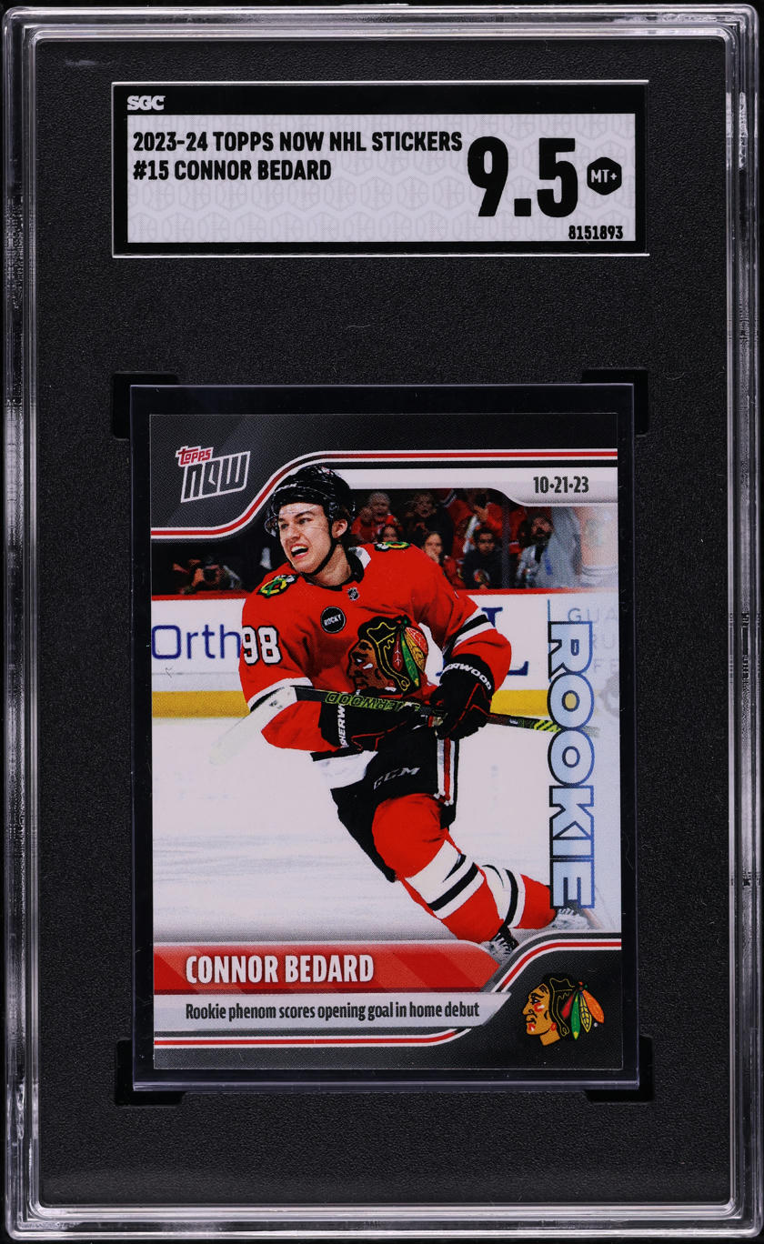 2023 Topps Now NHL Stickers Connor Bedard ROOKIE #15 SGC 9.5 MINT+