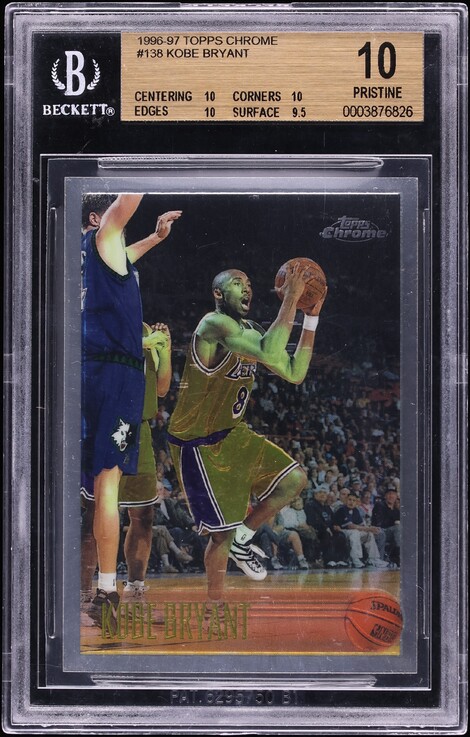 1996 Topps Chrome Kobe Bryant ROOKIE #138 BGS 10 PRISTINE