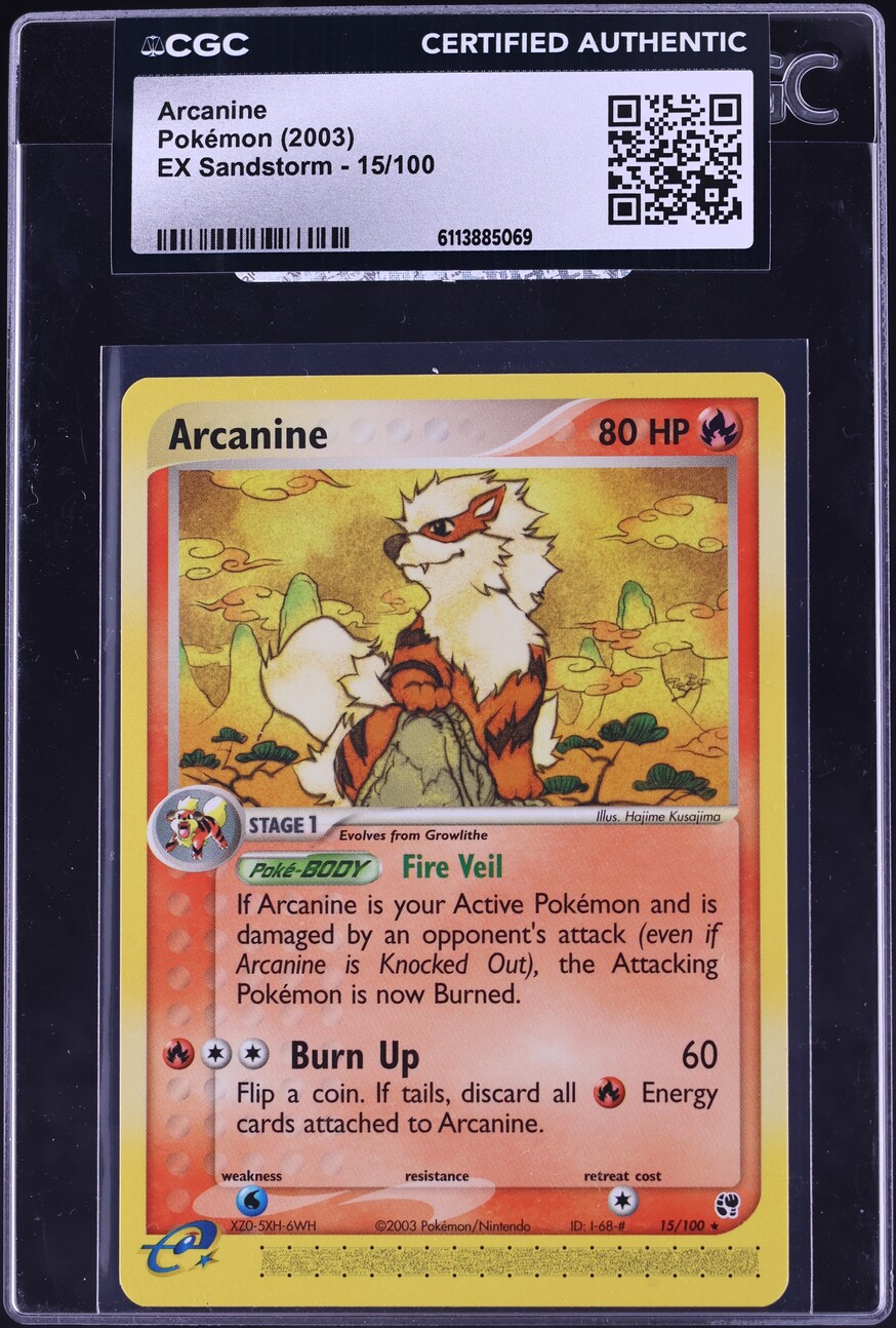2003 Pokemon EX Sandstorm Arcanine #15 CGC AUTH