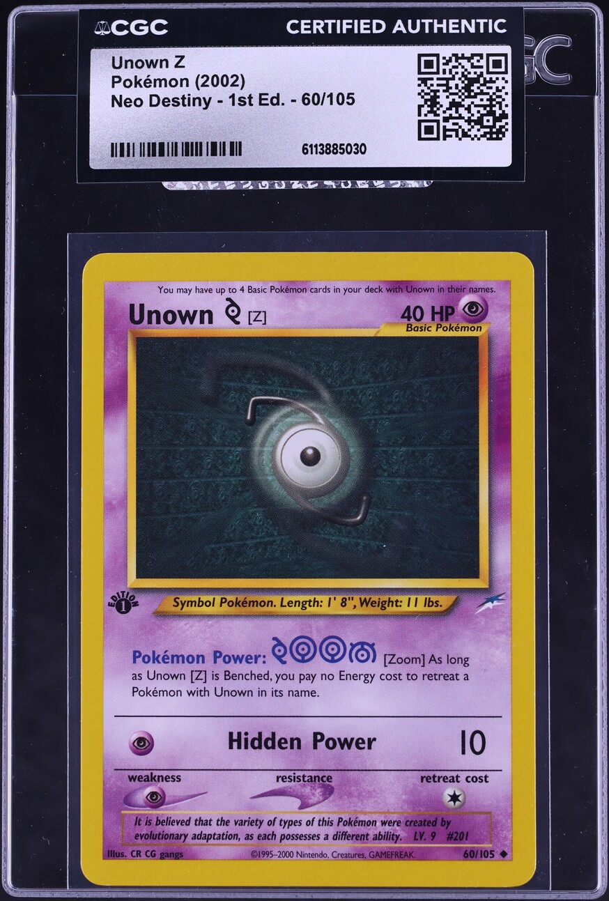 2002 Pokemon Neo Destiny 1st Edition Unown Z #60 CGC AUTH