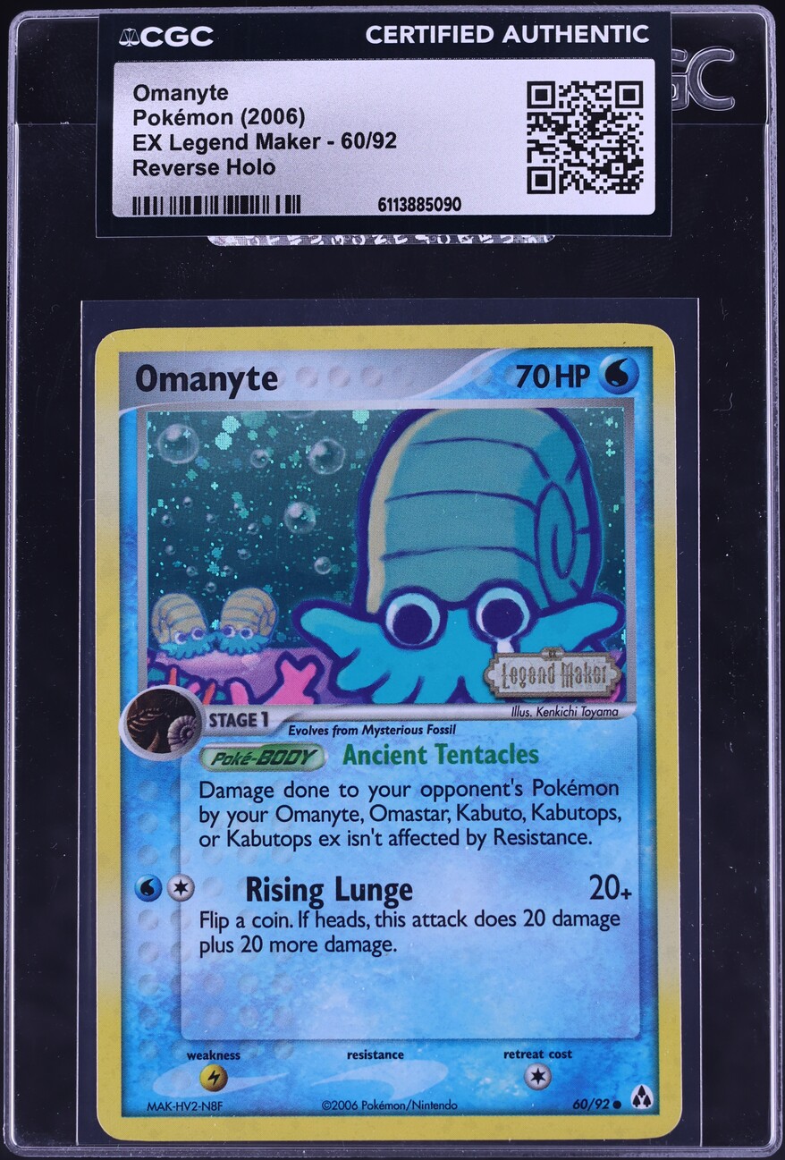 2006 Pokemon EX Legend Maker Reverse Holo Omanyte #60 CGC AUTH