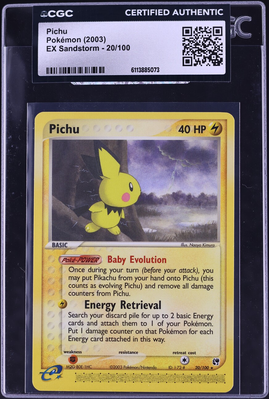 2003 Pokemon EX Sandstorm Pichu #20 CGC AUTH