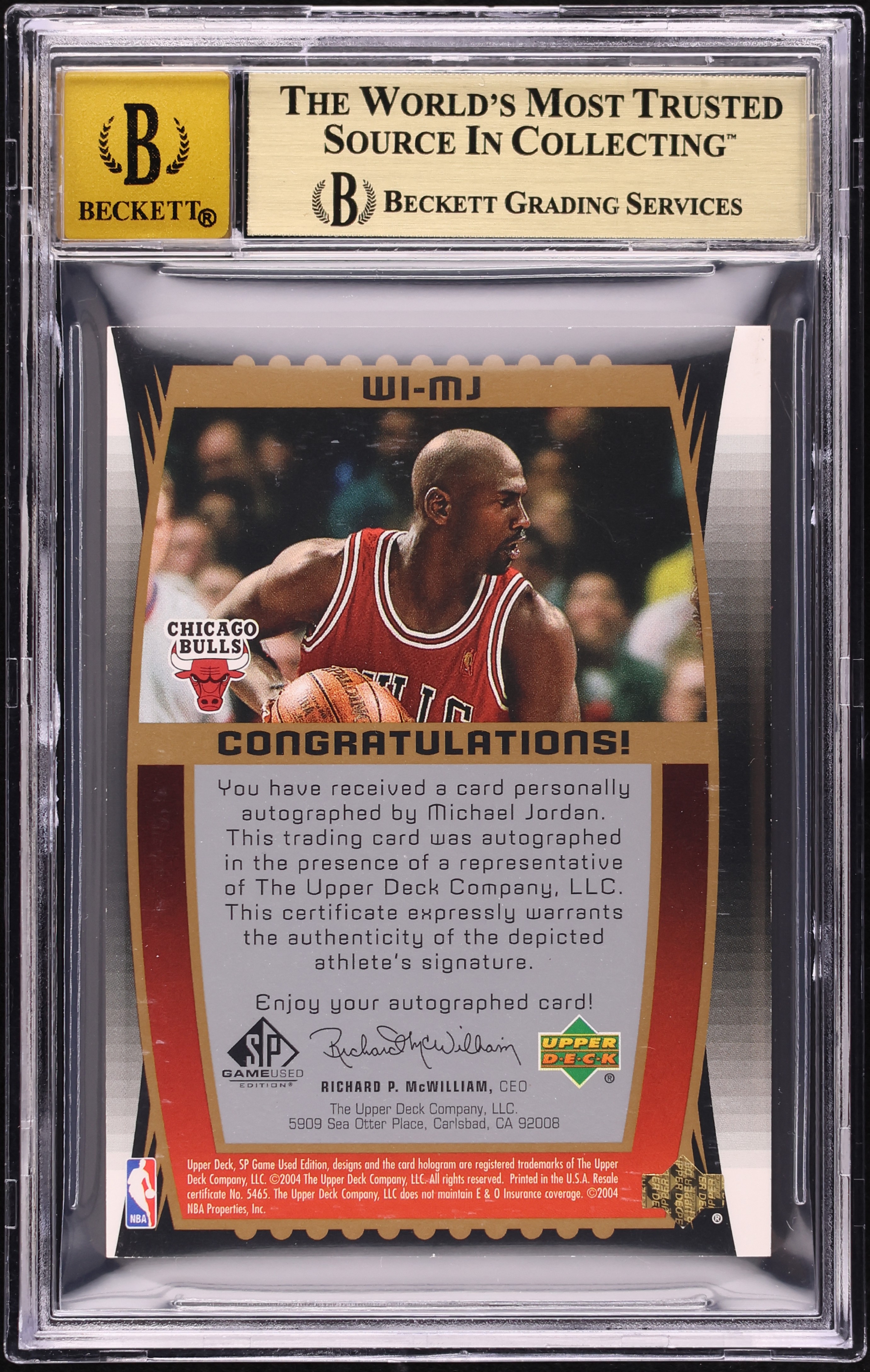 2004 SP Game Used Wood Impressions Michael Jordan RELIC AUTO /75