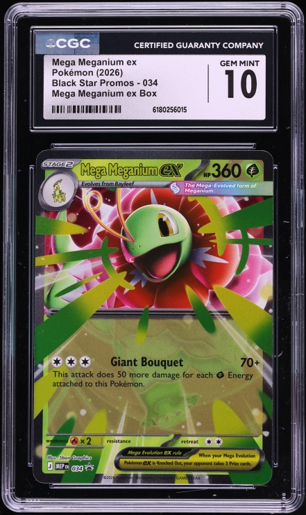 2026 Pokemon Mega Evolution Black Star Promo Box Mega Meganium ex #034 CGC 10 GEM MINT