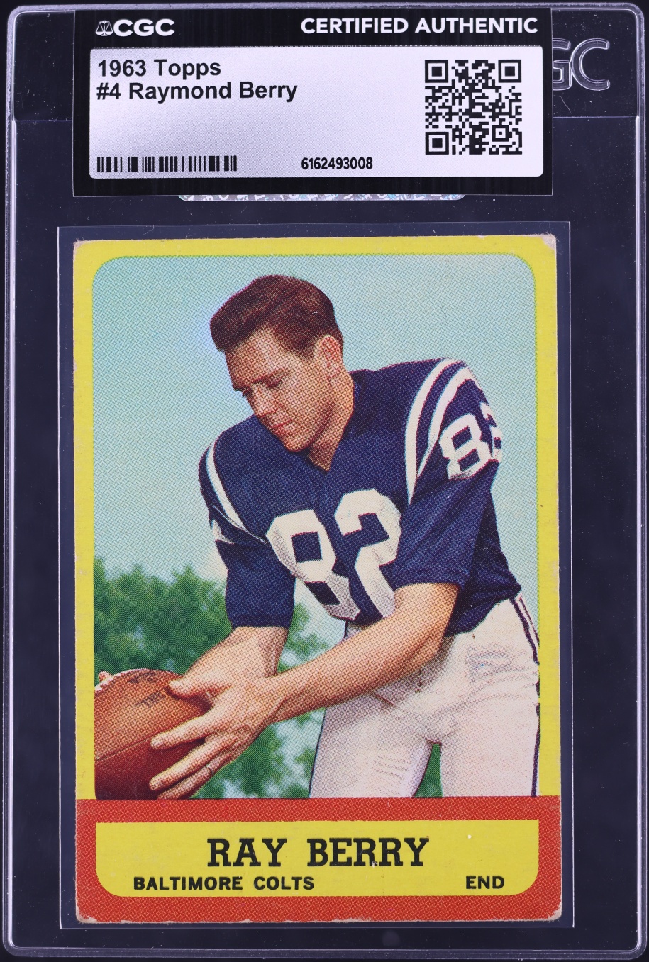 1963 Topps Football Raymond Berry #4 CGC AUTH