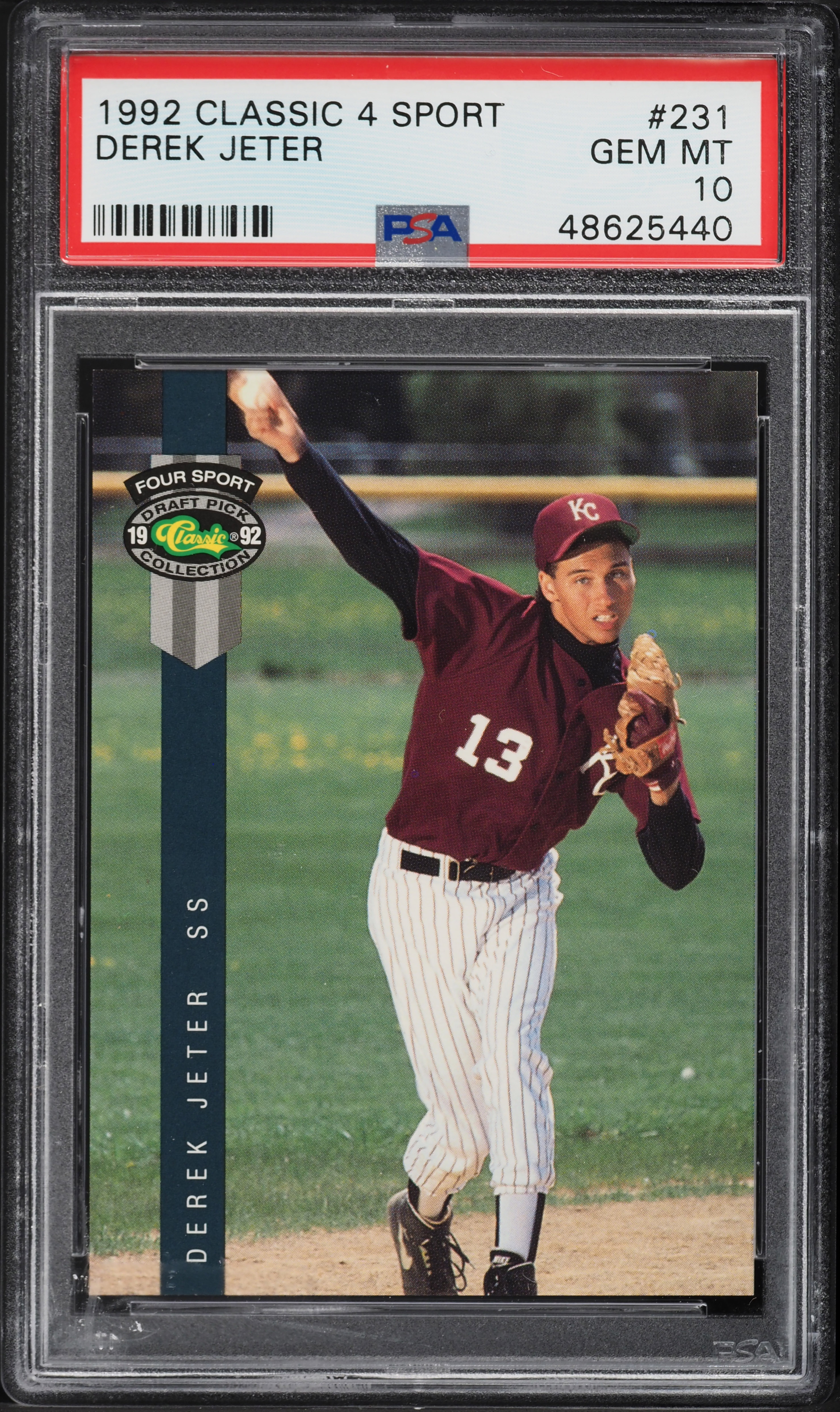 1992 Classic 4 Sport Derek Jeter ROOKIE #231 PSA 10 GEM MINT on