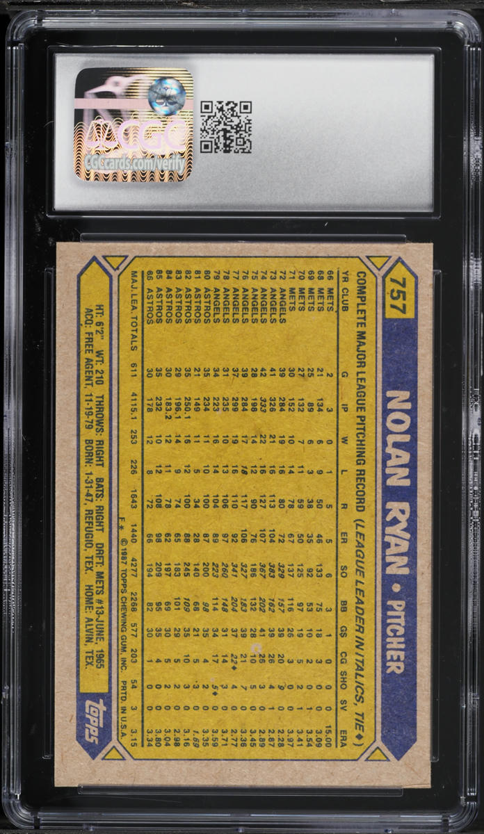 1987 Topps Nolan Ryan #757 CGC 8 NM-MT