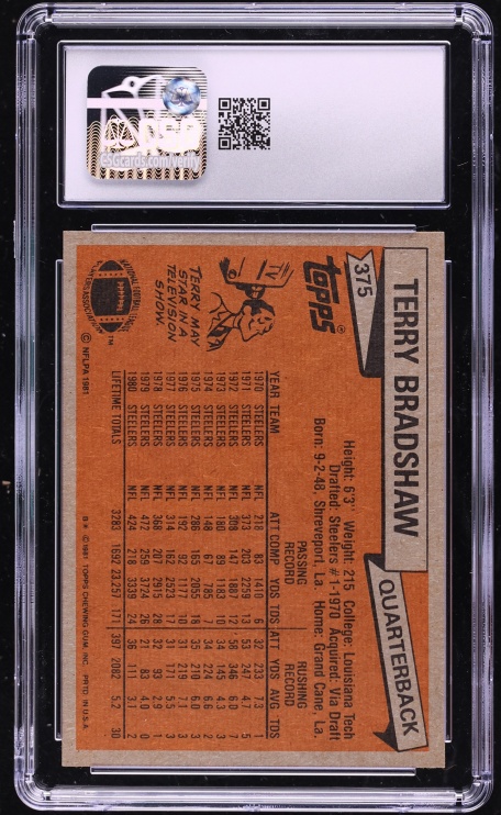 1981 Topps Football Terry Bradshaw #375 CGC 7.5 NRMT+