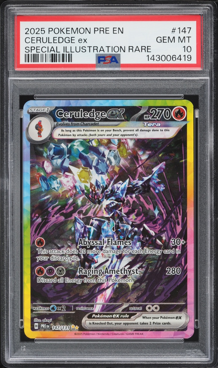 2025 Pokemon Scarlet & Violet Prismatic Evolutions SIR Ceruledge Ex #147 PSA 10 GEM MINT