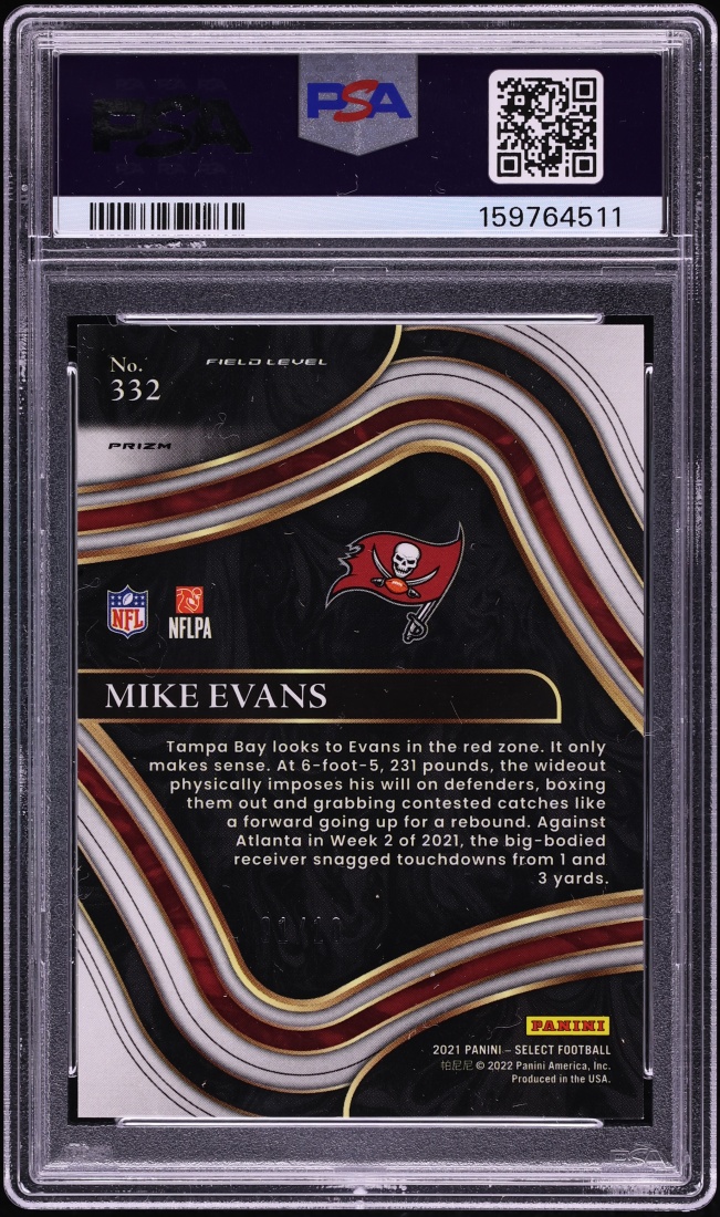 2021 Select Field Level Gold Prizm Mike Evans 1/10 #332 PSA 9 MINT - Photo 2