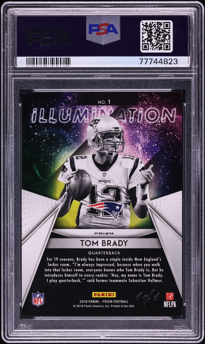 2018 Panini Prizm Illumination Black Finite Tom Brady 1/1 #1 PSA 8 NM-MT - Photo 2