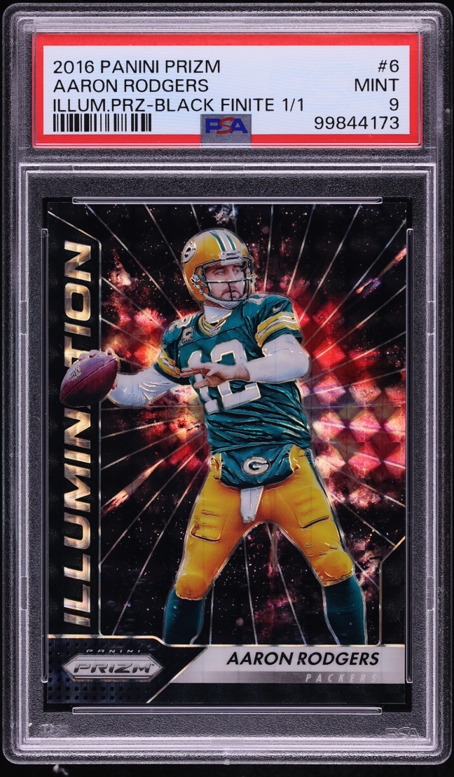 2016 Panini Prizm Illumination Black Finite Aaron Rodgers 1/1 #6 PSA 9 MINT