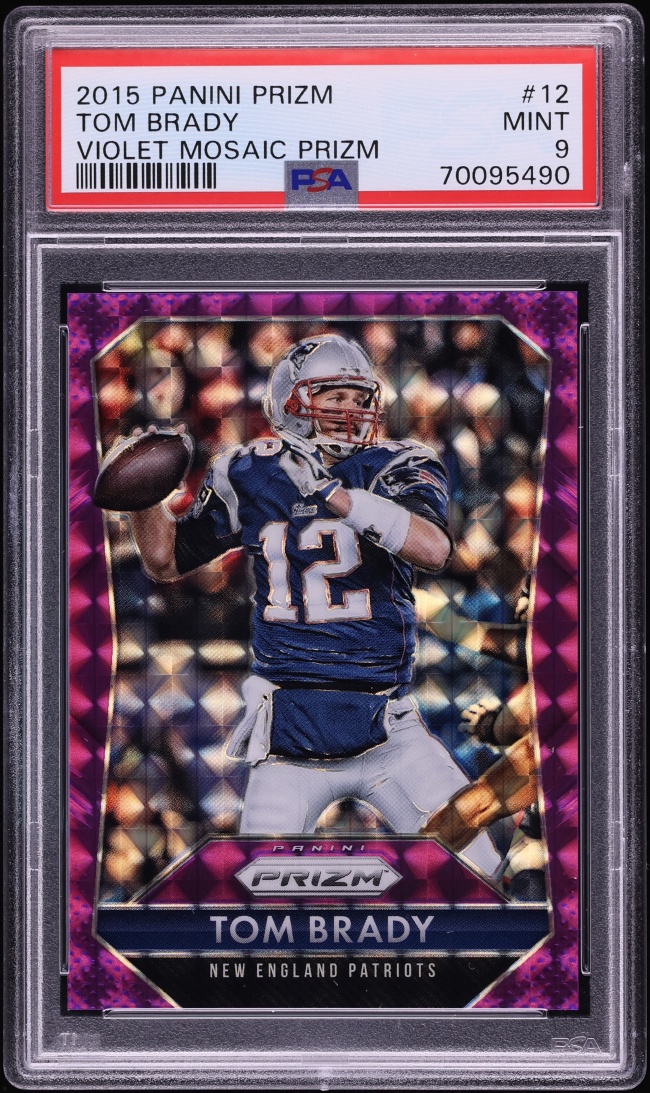 2015 Panini Prizm Violet Mosaic Tom Brady /50 #12 PSA 9 MINT