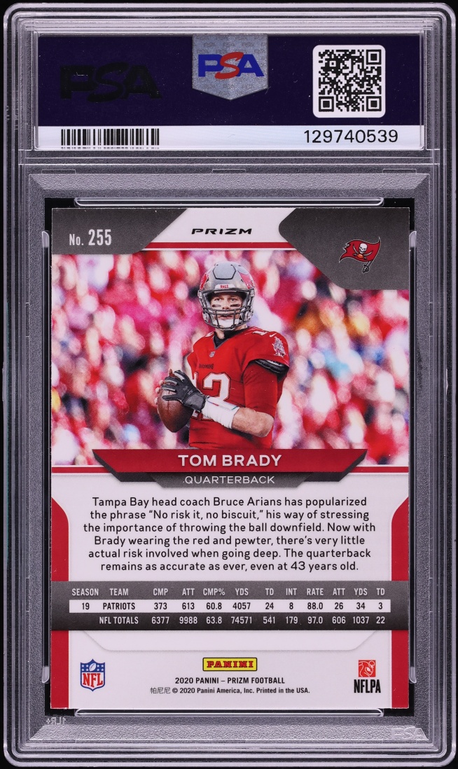 2020 Panini Prizm Snakeskin Tom Brady #255 PSA 9 MINT - Photo 2
