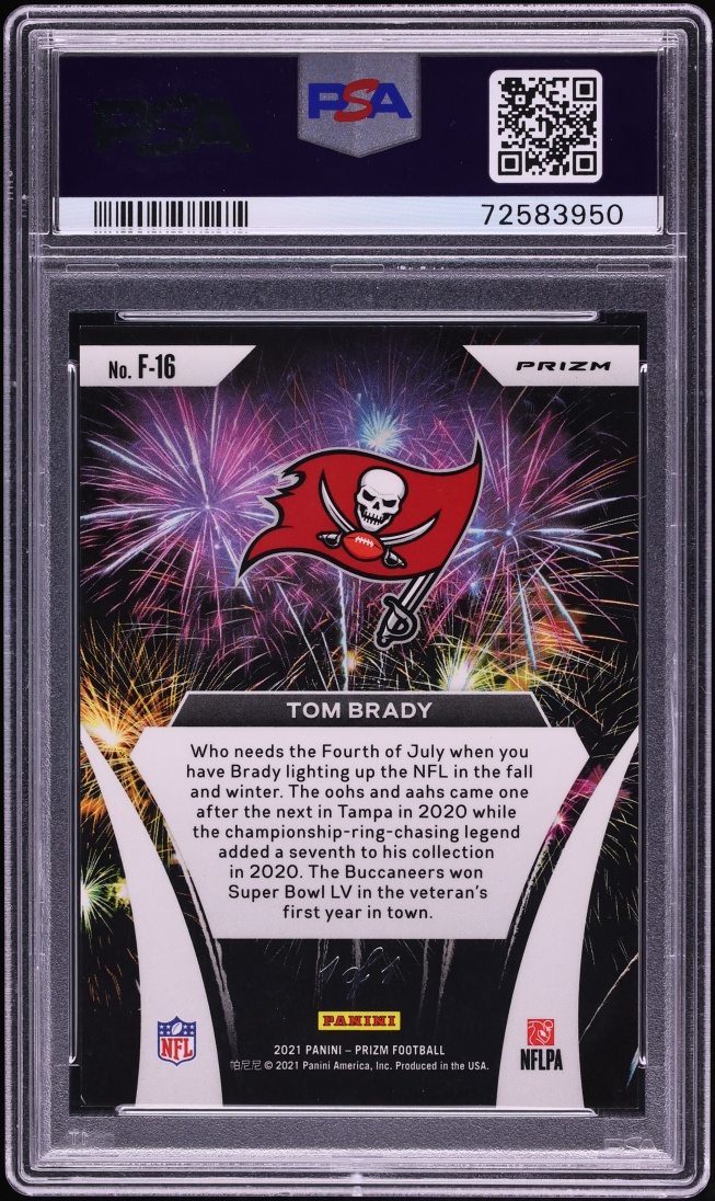 2021 Panini Prizm Fireworks Black Finite Tom Brady 1/1 #F-16 PSA 9 MINT - Photo 2
