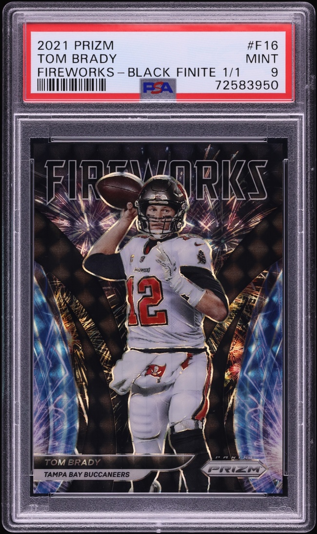 2021 Panini Prizm Fireworks Black Finite Tom Brady 1/1 #F-16 PSA 9 MINT