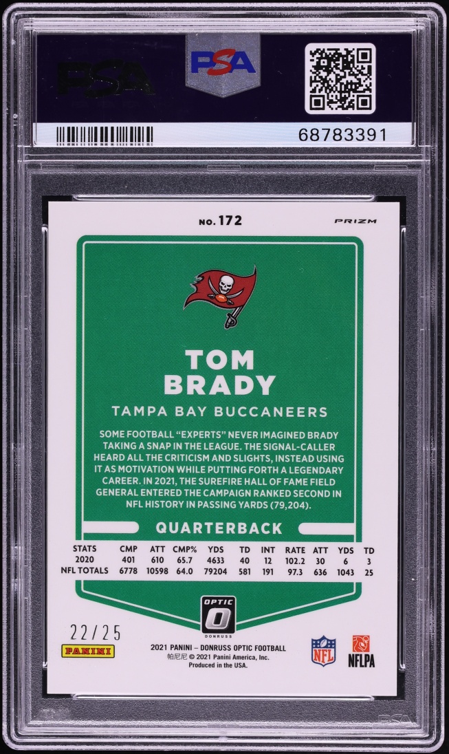 2021 Donruss Optic Black Pandora Tom Brady /25 #172 PSA 9 MINT - Photo 2