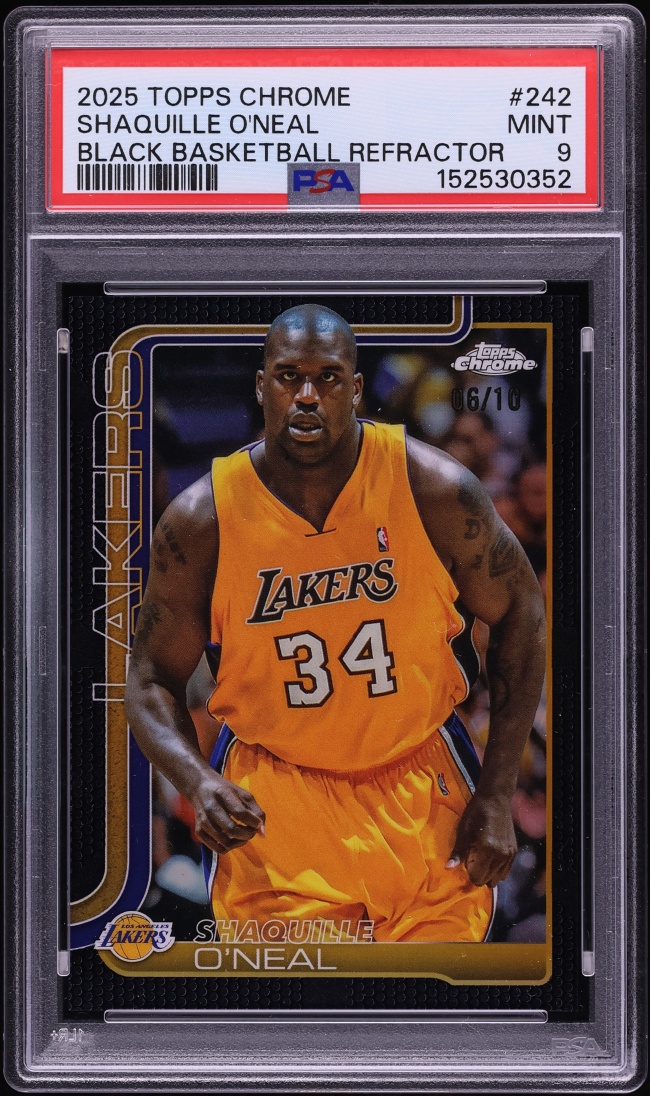 2025 Topps Chrome Black Basketball Refractor Shaquille O'Neal /10 #242 PSA 9 MINT